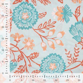 Viskose Voile Ibiza, Blumen Tiffany, Hellmint